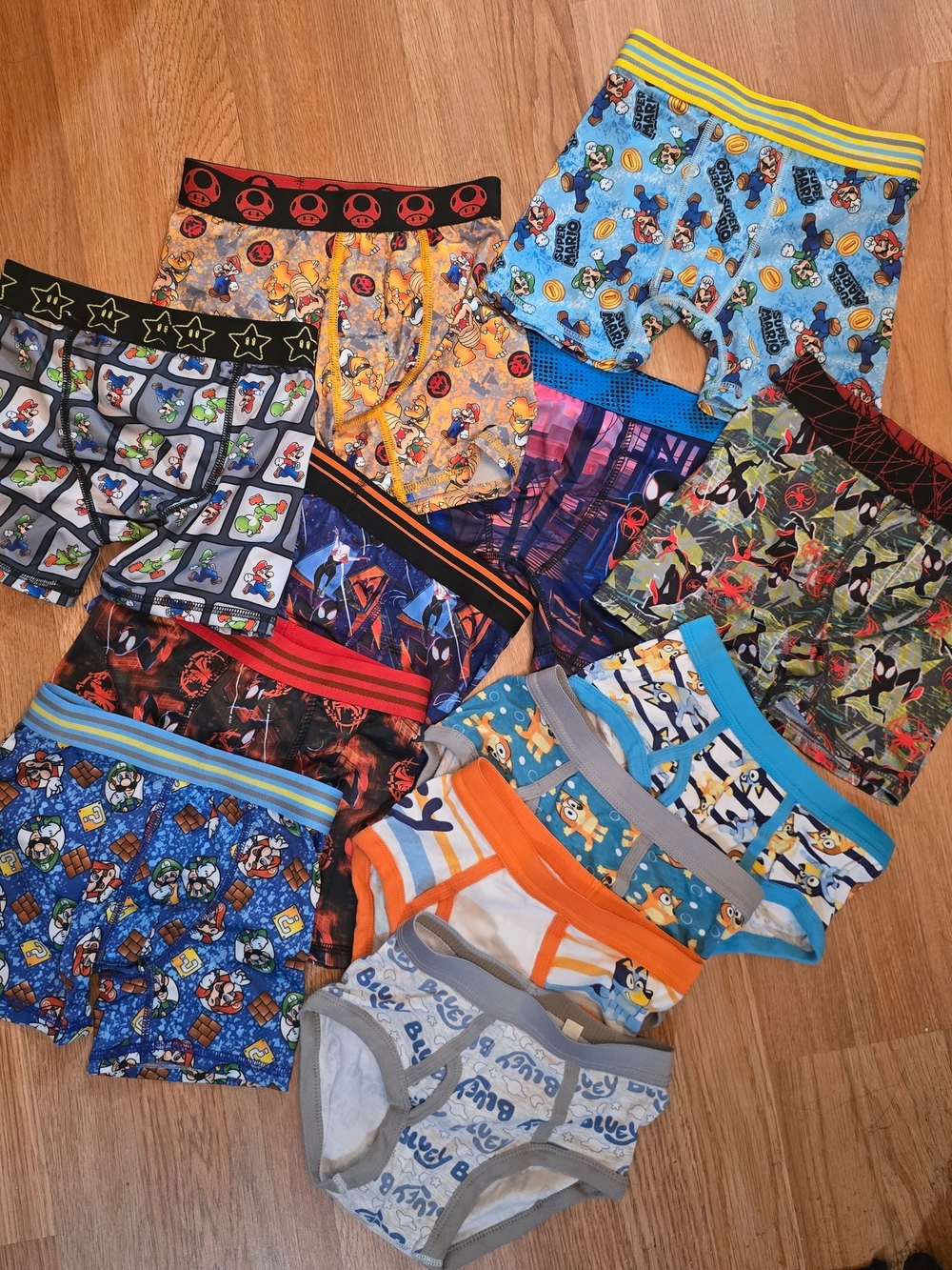 Nintendo Super Mario And Bluey Boys Underwear Bundle - Washed But Never Worn 6/8